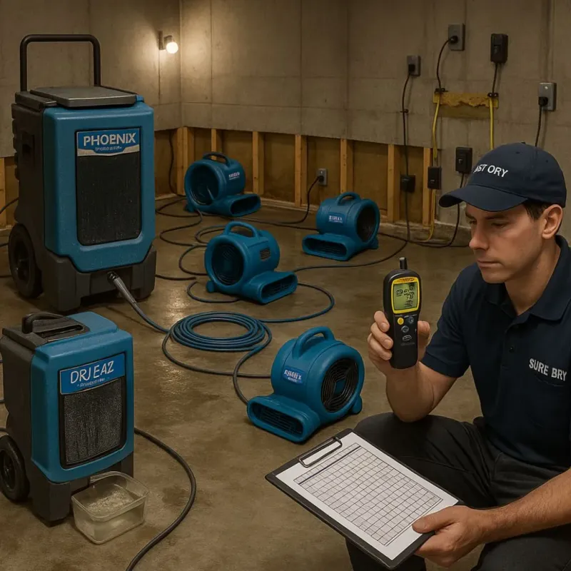 Structural Drying and Dehumidification process in Napoleon, MI